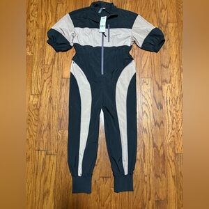 Sweaty Betty Black and Light Gray Colorblock Jumpsuit